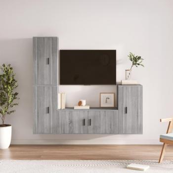 vidaXL Set de muebles para TV 4 piezas madera contrachapada gris Sonoma