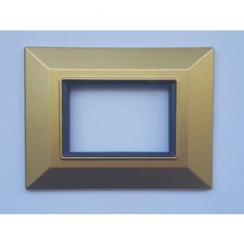 Placa Compatibles Axolute Bticino Coloradas Cuadrada Oro Satinado - 3 Foros
