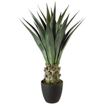 Planta Artificial Agave 78 cm con Macetero Redondo Negro para Decoración del Hogar