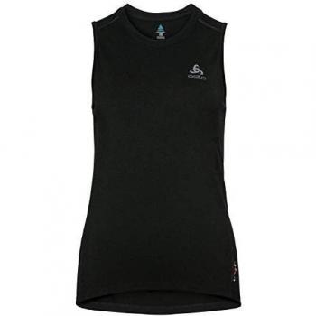 Odlo Suw Top Crew Neck Singlet Natural 100% Merino Camiseta Interior, Mujer, Camiseta, 110871, Negro, Large