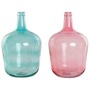 Jarrón DKD Home Decor Verde Rosa Cristal Templado 25 x 25 x 40 cm (2 Unidades)