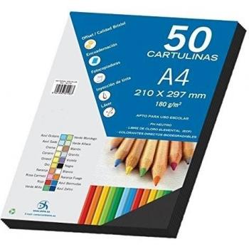 Dohe 30105 - Pack de 50 cartulinas, A4, color negro