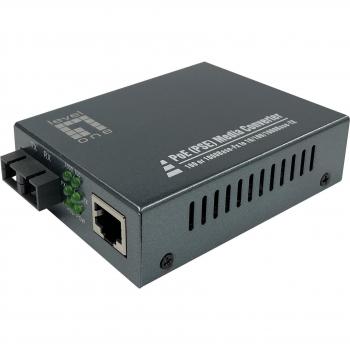 Convertidor de Medios Gigabit LevelOne GVT-2014 RJ45 a SC, PoE PSE, Fibra Monomodo 20km, 1000 Mbit/s