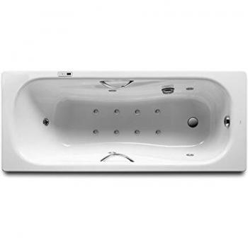 Roca A247906001 - Bañera de acero rectangular con hidromasaje total y juego de desagüe