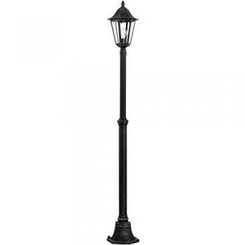Lámpara de Pie Exterior Navedo 1 Luz Aluminio Negro y Plata, E27, 200 cm, IP44