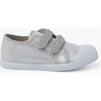 Zapatillas de lona de niña blanditas con doble tira adherente y brillos