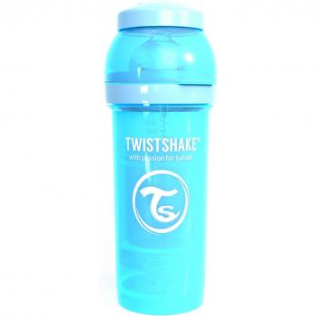 Twistshake Biberón Anti-cólicos con Tetina Flujo Medio de Silicona para Bebés, la Alimentación Biberón Con Tetina Similar al Pecho, Botella para Beber de Leche, 260 ml, Sin BPA, 2+ Meses, Azul Pastel