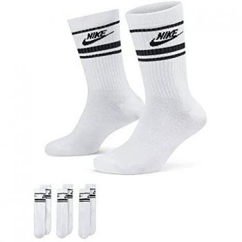 Nike Men's Sportswear Essential Sock - 3 Pack, White/Black, Size Large