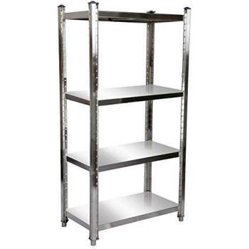 Estantería de acero inoxidable 90x50x155cm con 4 baldas para hostelería y uso profesional - Wiltec