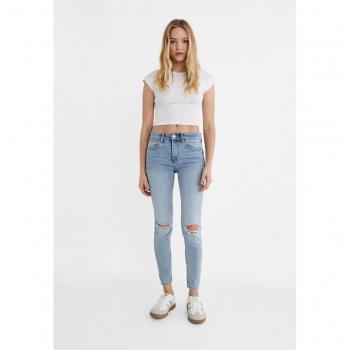 Stradivarius 1420 Low-Waist Skinny Jeans Blue Denim
