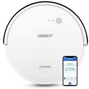 Ecovacs Deebot 600 - Robot Aspirador 4 en 1: barre, aspira, pasa mopa y friega, navegación inteligente, App, Wifi, 4 modos de limpieza, 2 niveles de succión, suelo duro, detecta obstáculos, blanco