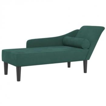 Sofá diván con cojines de terciopelo verde oscuro, chaise longue, sofá tapizado, tumbona para salón