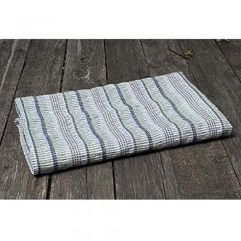 Lino fashion: gris mezcla de lino toalla de baño con verde, azul diseño de rayas, Grey / blue / green, 120cm x 150cm