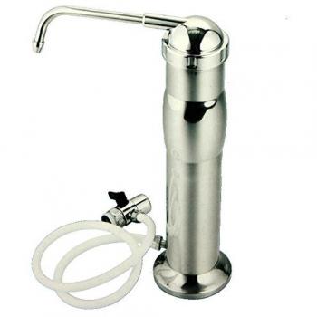 BVC Filtro purificador de Agua para Grifo sobre encimera, Acero INOX. Filtro cerámico - filtración 2 Fases - Filtro CERÁMICO Extra DE Regalo