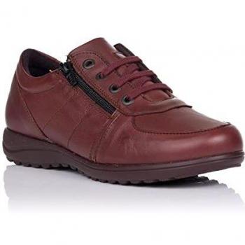 PITILLOS - Zapato DE Piel con Cremallera Y CORDÓN. Piso Super-Flex Y Plantilla Acolchada Extraible 329286 Cuero Mujer Color: Burdeos Talla: 36