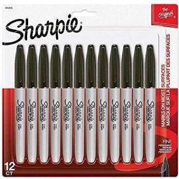 Sharpie 1996111 - Rotuladores permanentes, punta fina, paquete de 12, color negro
