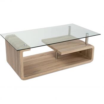 HomeSouth - Mesa de Centro, Cristal Templado Transparente, Patas Color Cambria
