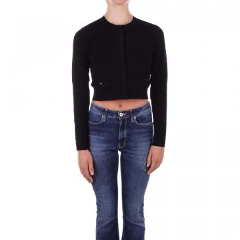 Liu Jo Black Ribbed Sweater with Crystal Button Detail, Female, Size: S; Liu Jo Basic Jacket, Black, Female, Size: S