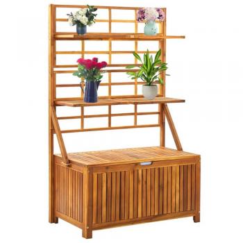 Acacia Wood Storage Box with Trellis 39x21.7x63