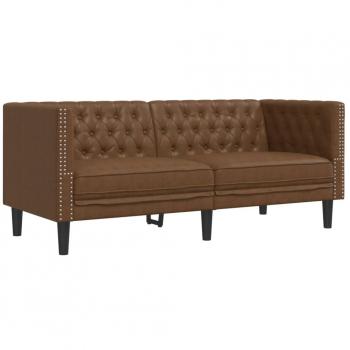 Chesterfield 2-Seater Sofa - Brown Faux Suede Leather