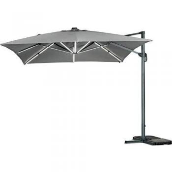 Parasol de Jardin LED ALU Sun 3 Luxe - Cuadrado - 3 x 3 m - Gris
