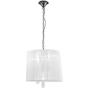 Lámpara Colgante Tiffany 3+3 E14+G9, Cromo Pulido con Pantalla Blanca y Cristal Transparente