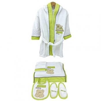 Baby - Albornoz rizo Bears con toalla Guantes manopla y babero 2777bys material 100% algodón Weiß XXXS