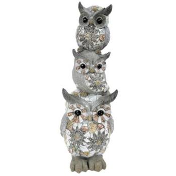 Figura de Búho Gris Exterior 50x19x19cm para Decoración Rústica en Jardín y Terraza - Signes Grimalt