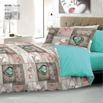 Funda nórdica con fundas - Tamaño Matrimonio Harmony Acquamarina Corazón Corazones - De algodón - Oferta ahorro - Saco fundas nórdicas - CALIDAD Y AHORRO: Verde Agua