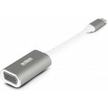 Urban Factory AUV01UF Adaptador USB-C Macho a VGA Hembra Gris y Blanco