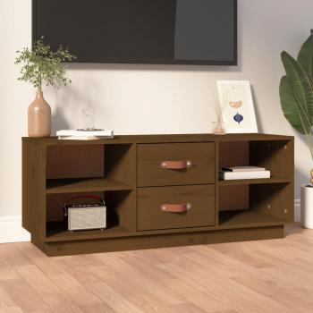 Soporte para TV de madera maciza de pino 100x34x40 cm color ámbar