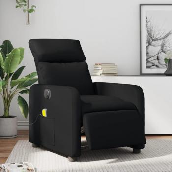Sillón de masaje reclinable eléctrico de cuero sintético en negro, crema y marrón - Sillón cómodo para dormitorio, silla relax y sofá