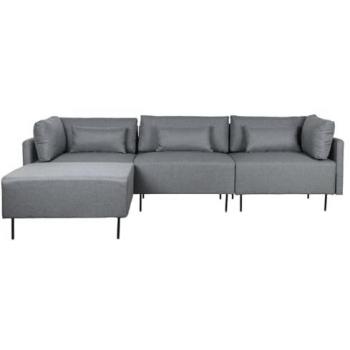 Sofá Esquinero Chaise Longue 3 Plazas Gris Metal Moderno 276 x 152,5 x 84 cm