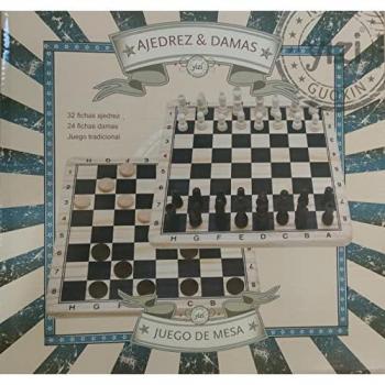 Juego de Mesa Ajedrez y Damas de Madera 30 cm con Accesorios Multicolor Dimasa