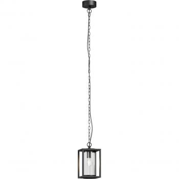 Lámpara colgante exterior Lucande Ferda moderna en negro, hecha de aluminio, con 1 llama E27