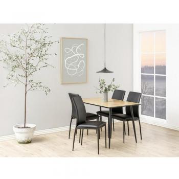 Mesa de Comedor Wilma 120x80cm, Tapa de Roble y Patas Negras