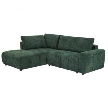 Sofá cama rinconero izquierdo convertible de tela texturada verde RICIA