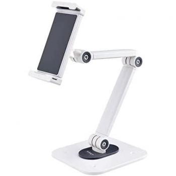 StarTech.com Soporte Ajustable de Sobremesa para Tablet con Montaje en Pared, Capacidad de 1kg, Base Ergonómica y Ajustable, Giro, Rotación e Inclinación