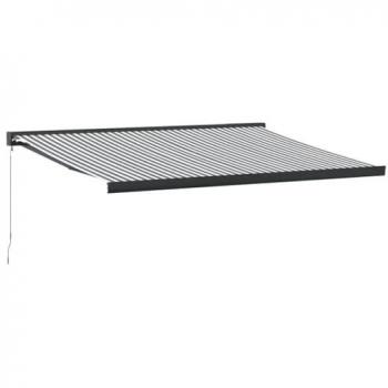 Toldo retráctil de aluminio y tela gris antracita y blanco 4x3 m
