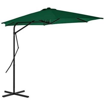 vidaXL Sombrilla Jardín Barra de Acero 300 cm Verde Parasol Paraguas Mueble