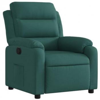 Sillón reclinable de tela verde oscuro vidaXL