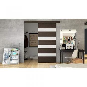 Puerta Corredera Melanie 80 V con Frentes de Vidrio Lacobel y Manijas de Aluminio Sólido