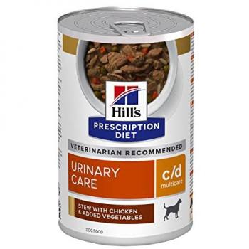 Hill's Prescription Diet C/D Urinary Care Estofado de Pollo y Verduras para Perros, Latas de 354 g, Pack de 12