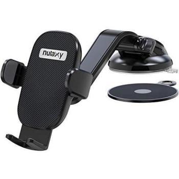 Nulaxy Soporte Universal para teléfono móvil de Coche para iPhone 11 Pro XS/XS MAX, Samsung Galaxy S10+, GPS, Negro