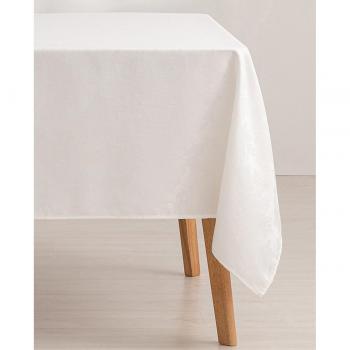 Mantel antimanchas jacquard Dama blanco con diseño floral para mesa rectangular