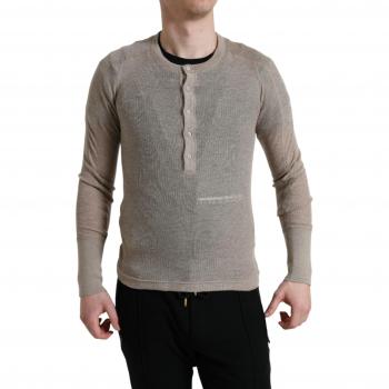 Dolce & Gabbana Henley Pullover Beige Cashmere Sweater - IT46 | S