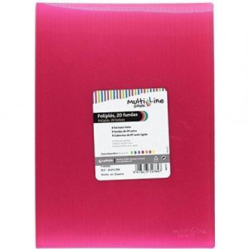 Grafoplás 0145175. Carpeta de Fundas Multiline, 20 fundas, tamaño folio, color rosa
