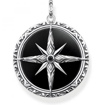 Thomas Sabo Sterling Silver Black Compass Pendant for Men