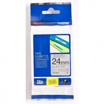 Brother TZe-M951 Cinta de Etiquetado Laminada Negro sobre Plateado Mate, 24mm x 8m