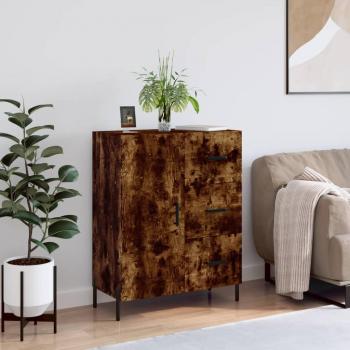Aparador de madera de ingeniería 69,5x34x90 cm con acabado en roble ahumado, mueble de almacenaje para salón, armarios con puertas y cajón de madera, buffet moderno, armario auxiliar y